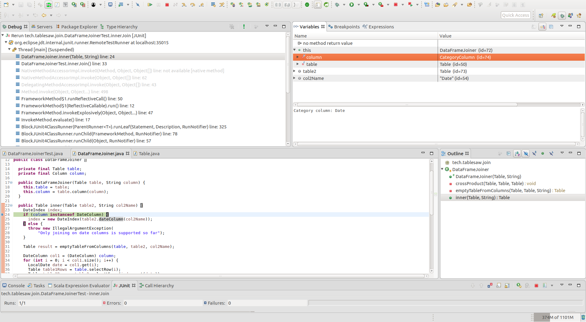 failed 'DataFrameJoinerTest' · Issue 213 · jtablesaw/tablesaw · GitHub