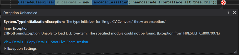 Error when creating Cascade Classifier? · emgucv emgucv · Discussion ...