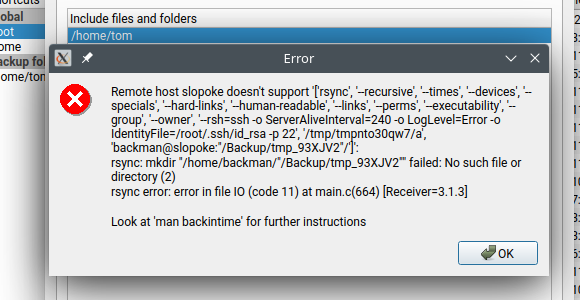 Error Saving Configuration · Issue #1365 · bit-team/backintime · GitHub