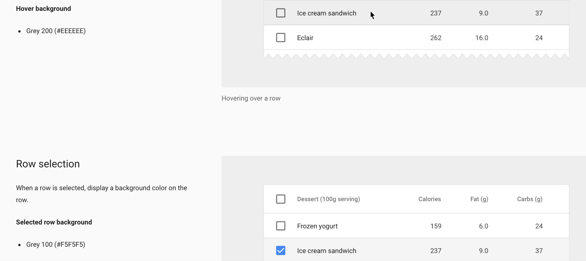 Hover background color. Hover background color