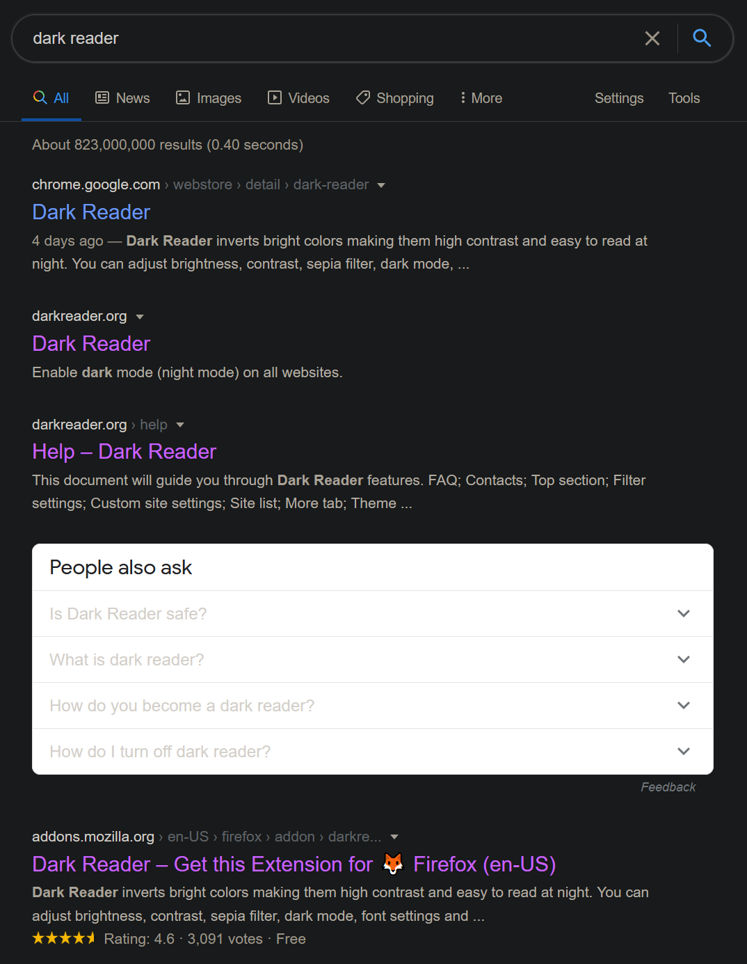 [BUG] Google Search 'blurbs' are not affected by extension · Issue ...