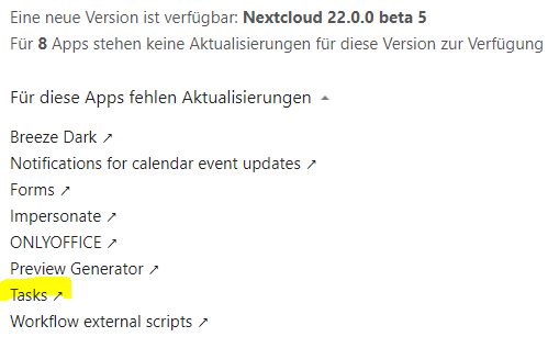 Enable Support for Nextcloud 22 · Issue #1648 · nextcloud/tasks · GitHub