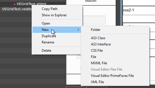 Some options in project tree context menu for file creation are not ...