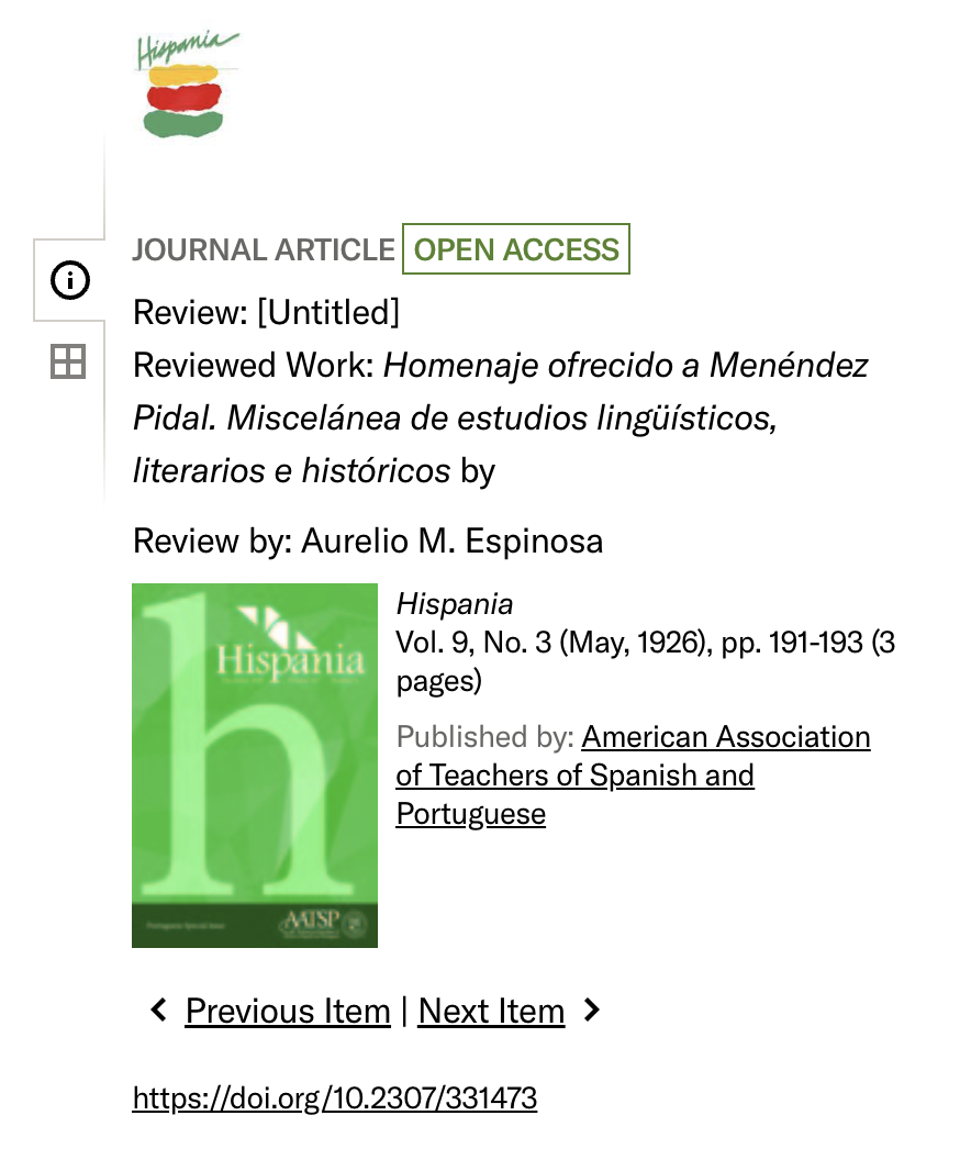 Improve presentation of JSTOR articles that are reviews of other works