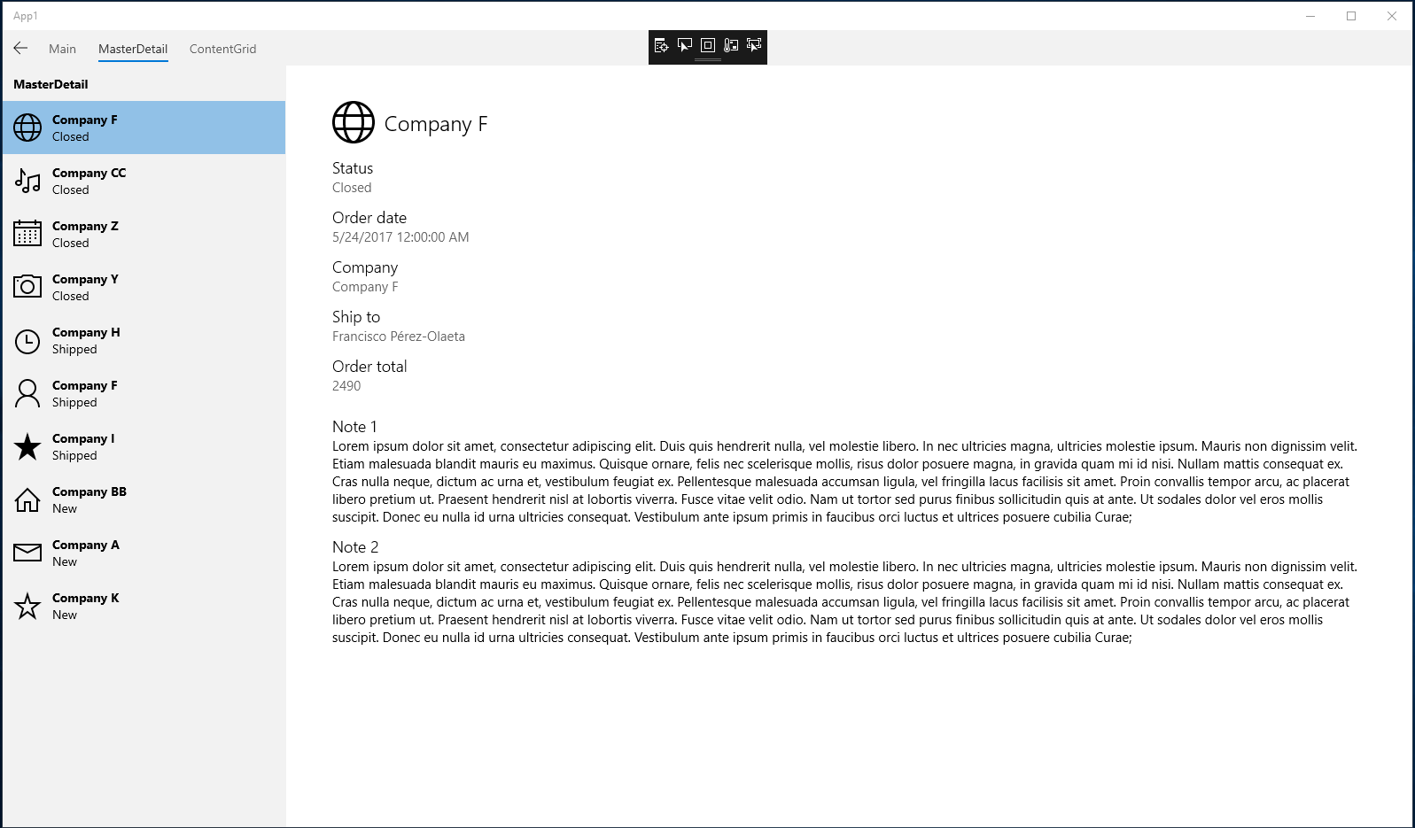 Update Sample Data in the Master Detail Page · Issue #449 · microsoft ...