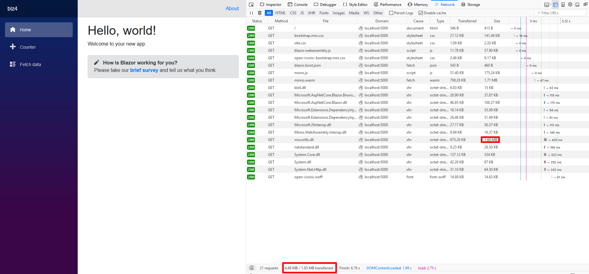 Blazor 0.5.0 is heavy · Issue #15717 · dotnet/aspnetcore · GitHub