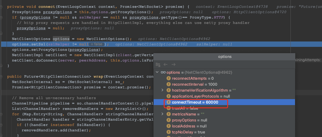 HttpClientOptions.setConnectTimeout not work in version vertx-core 4.0. ...