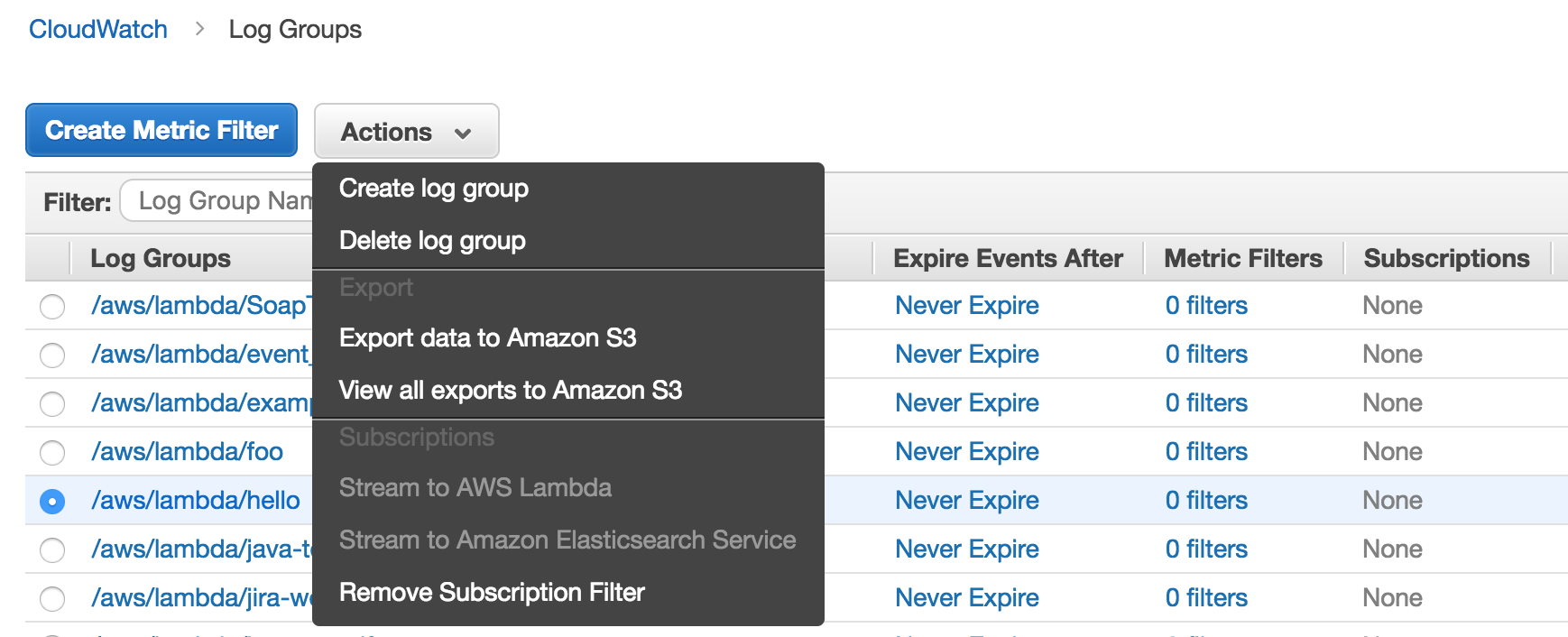 Issue in creating the aws_cloudwatch_log_subscription_filter for lambda
