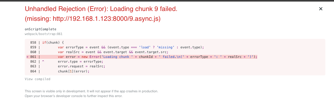 Loading chunk failed. Loading chunk failed