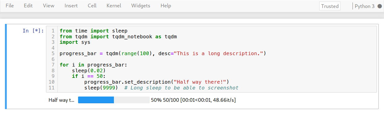Description text cut off (e.g. 'my sample t...') · Issue #582 · tqdm ...