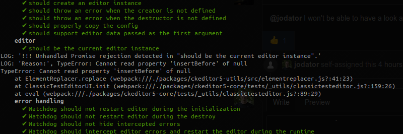 Check unhandled promise rejection in tests · Issue #2014 · ckeditor ...
