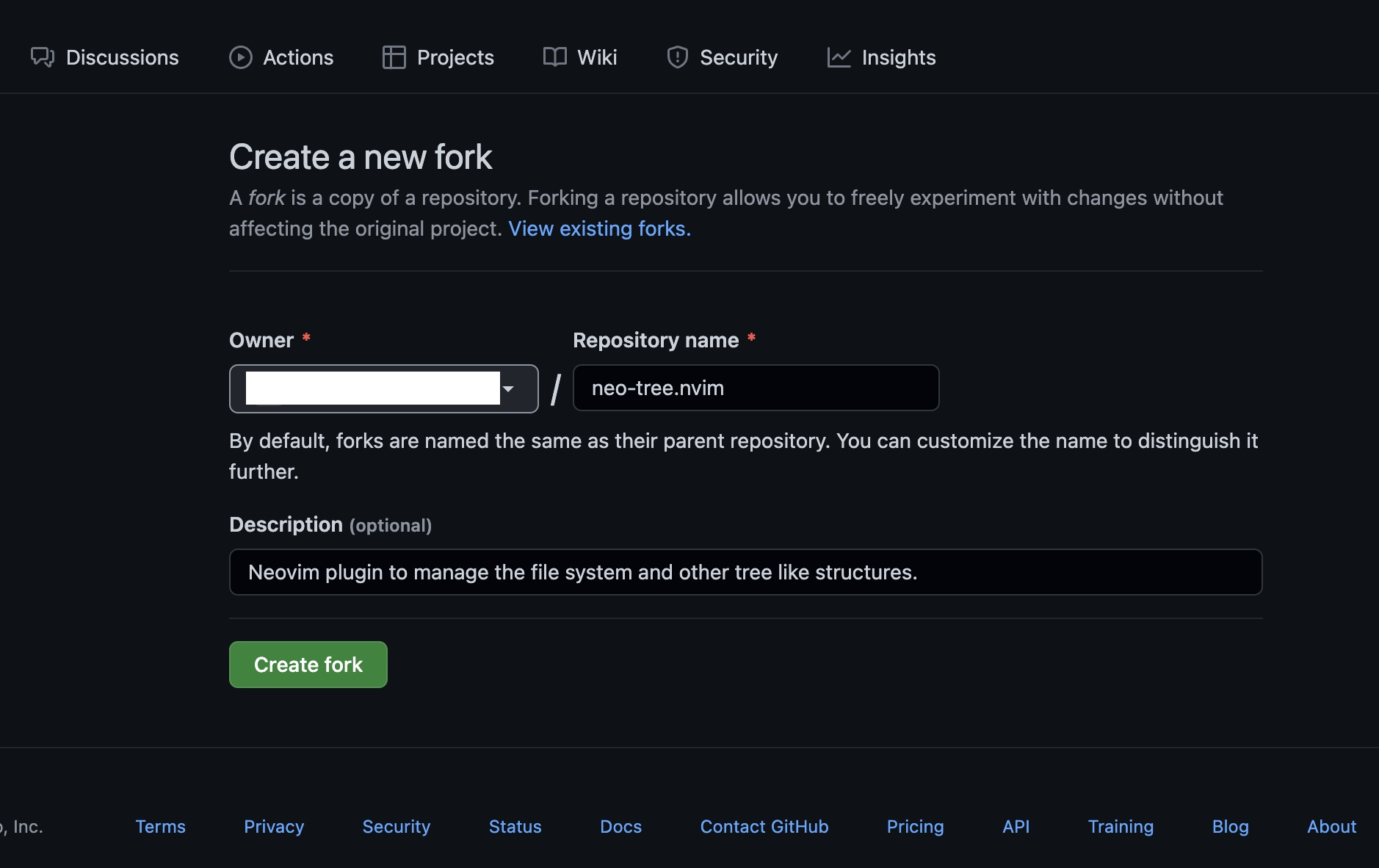 The new fork page should show my fork(s) of this repo if I've forked ...
