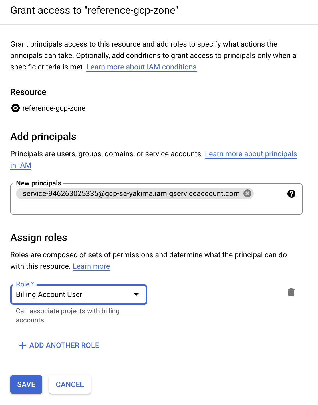 Add KCC yakima service account as Billing Account User for shared