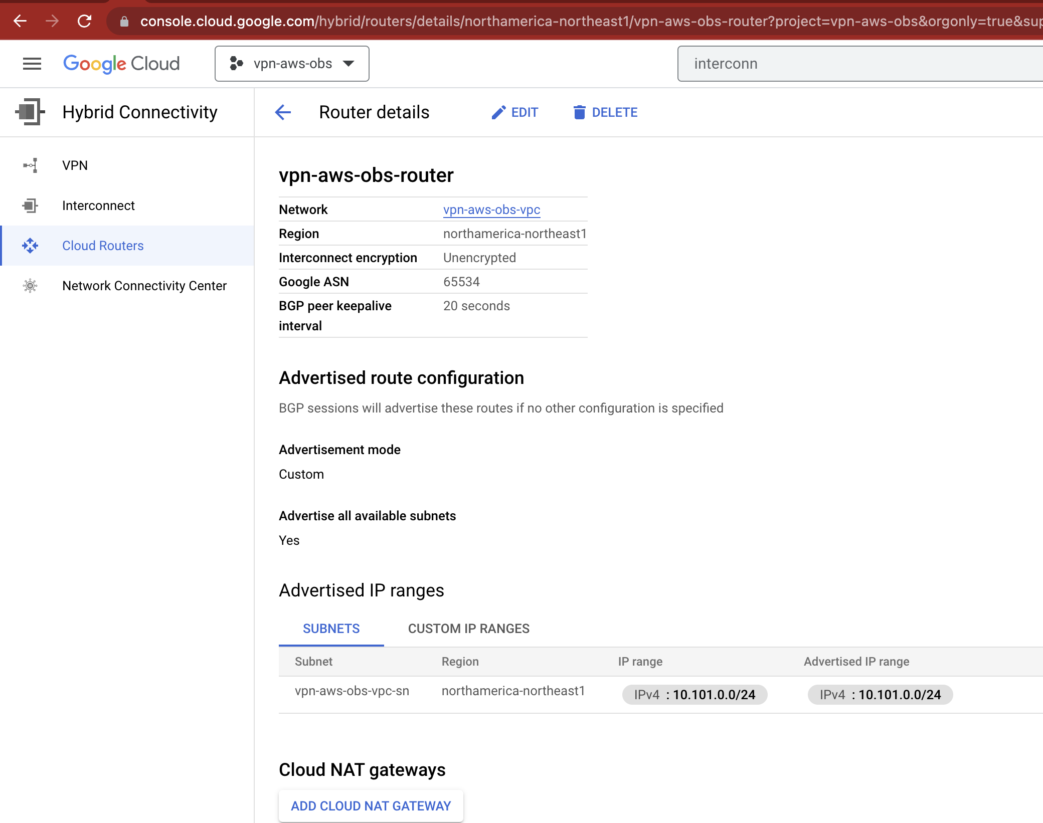 Ground to Cloud enablement through PSC (private service connect) or PGA