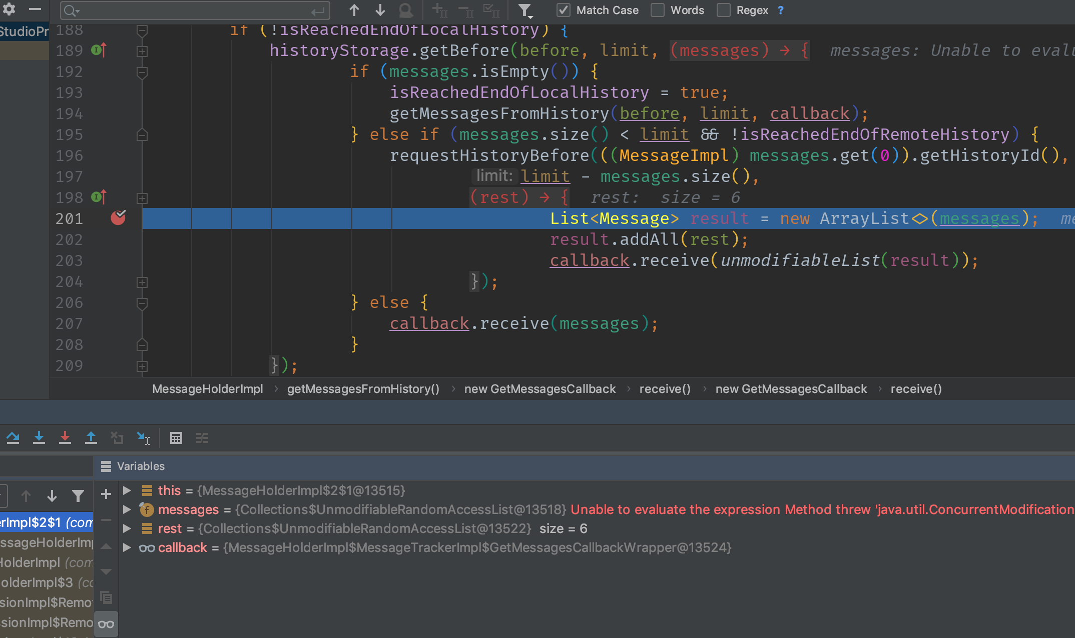 ConcurrentModificationException inside getMessagesFromHistory · Issue