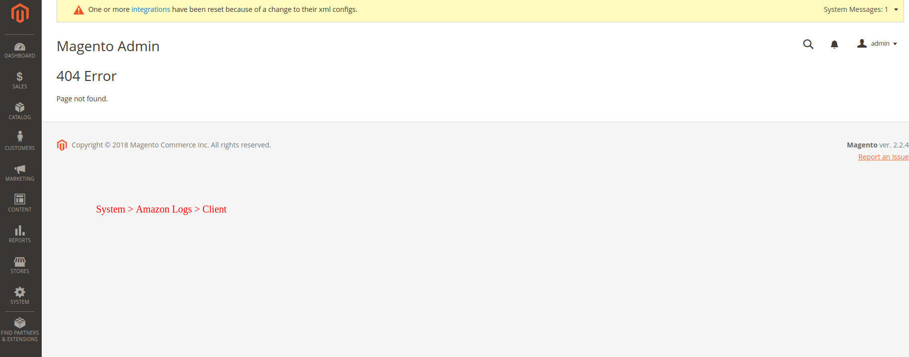 Amazon Error Code 404 Amazon Logs 404 error Magento 2.2.4 · Issue #15188 · magento/magento2 ...