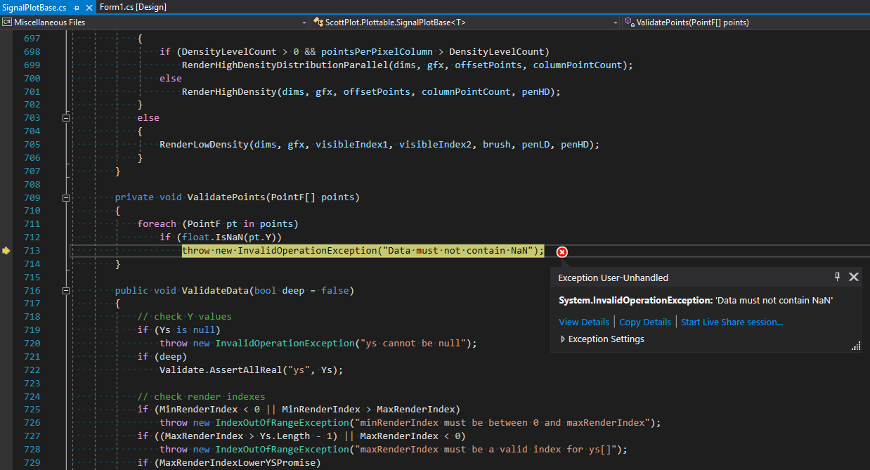 ScottPlot not able to handle `NaN` data points · Issue #1161 ...