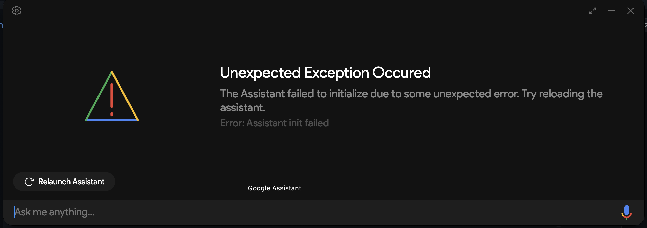Error: Assistant init failed · Issue #475 · Melvin-Abraham/Google ...