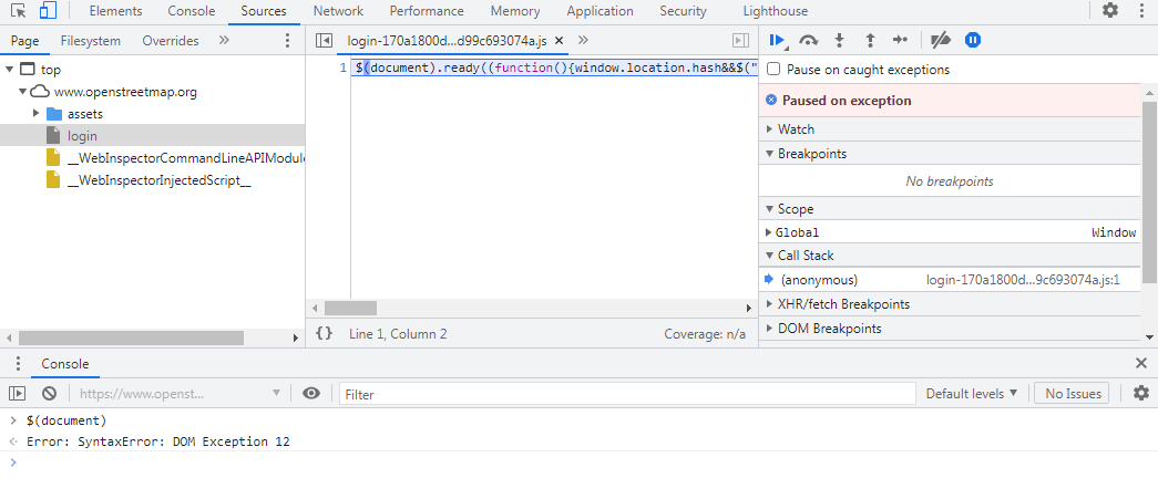 $(document) fails with DOM Error 12 on Safari