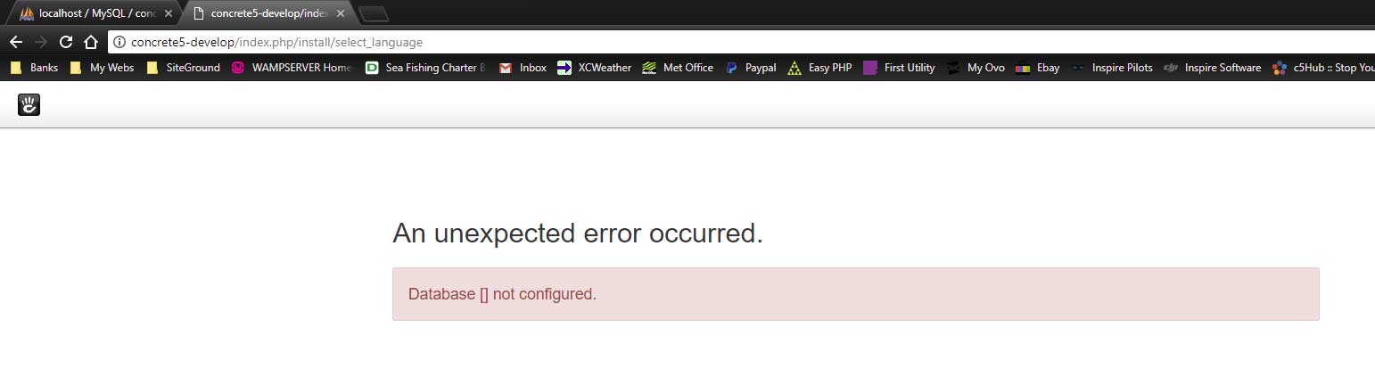 Error Message - Database [] not configured. · Issue #6544 · concretecms ...