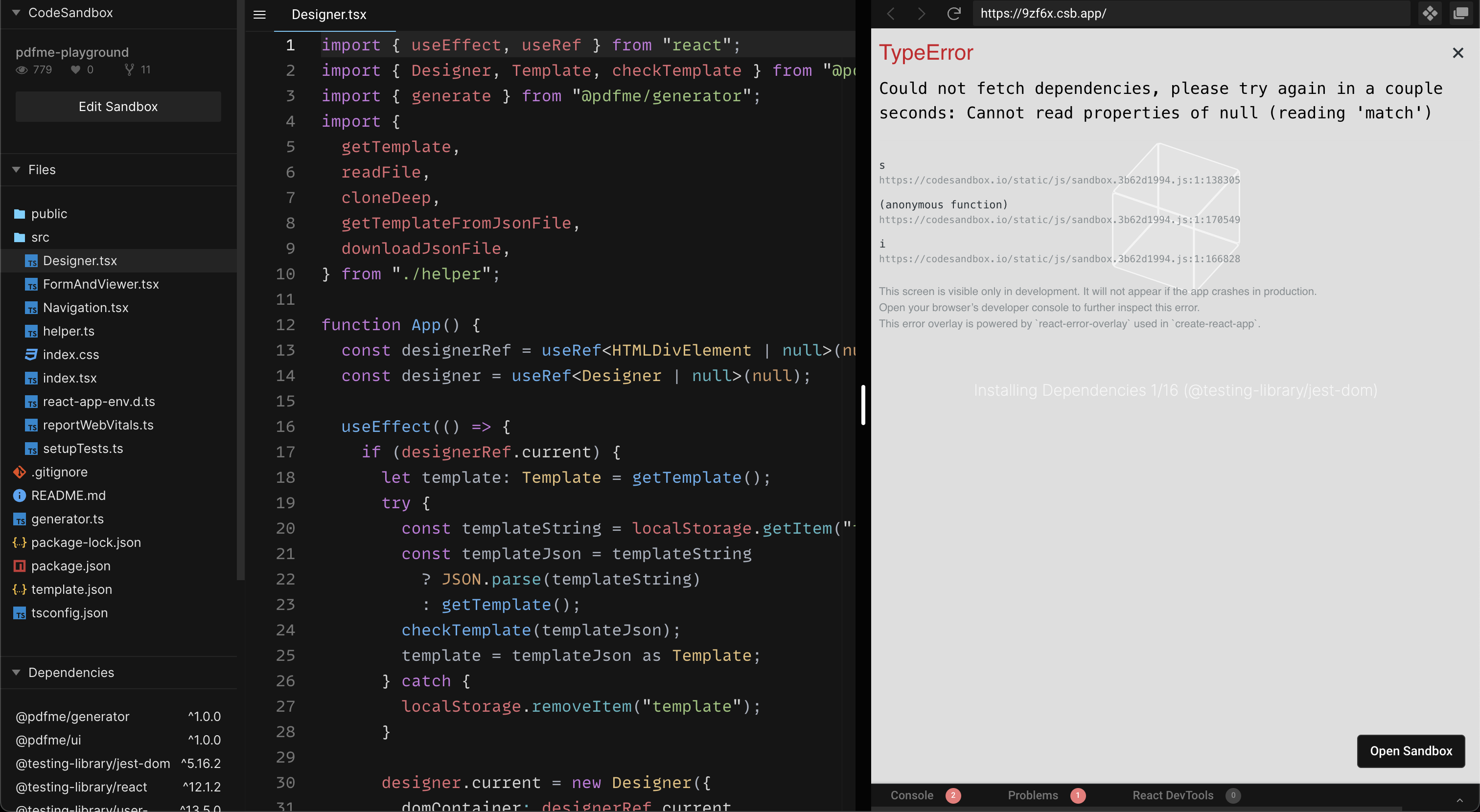 Can't run codesandbox playground · Issue #55 · pdfme/pdfme · GitHub