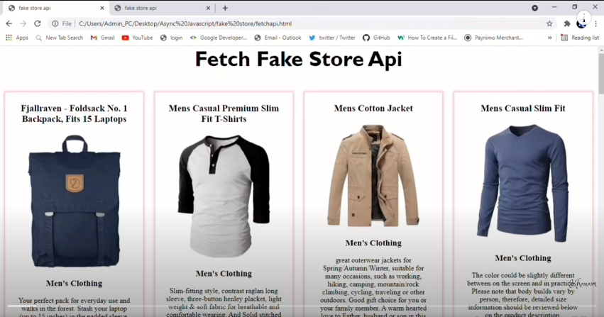 JavaScript Fetch API || Fetch data from API and display data into browser.