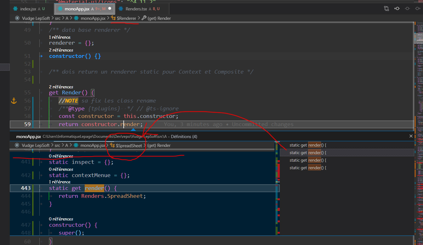 breadcrumb inside references definitions navigation window [Feature