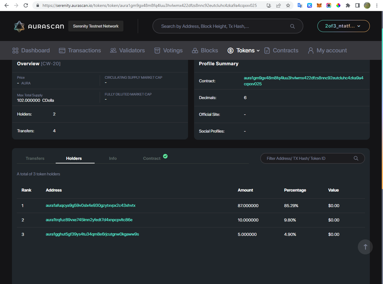 [Aurascan][Tokens][CW20] Some returned data issues of Holders · Issue ...