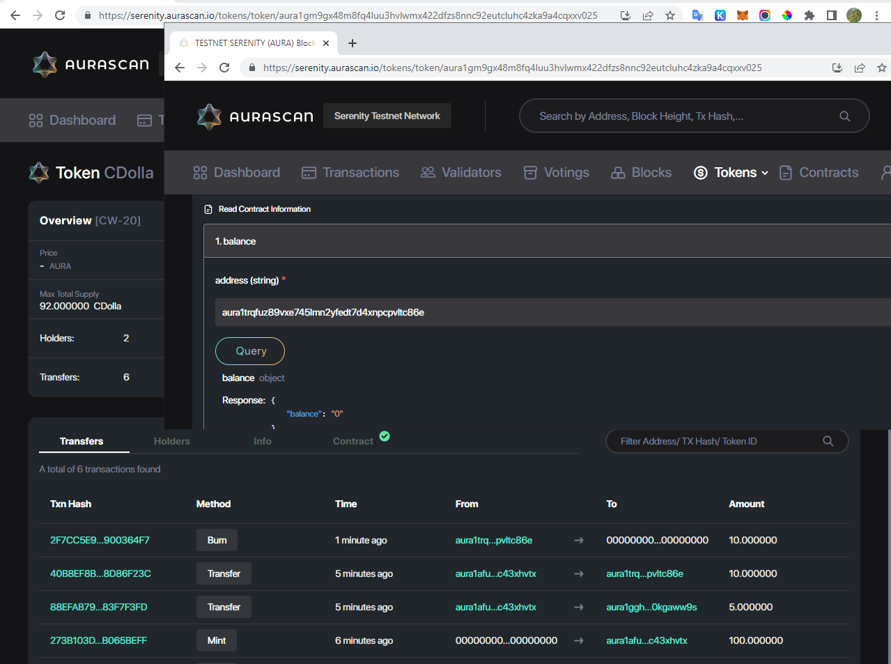 [Aurascan][Tokens][CW20] Some returned data issues of Holders · Issue ...