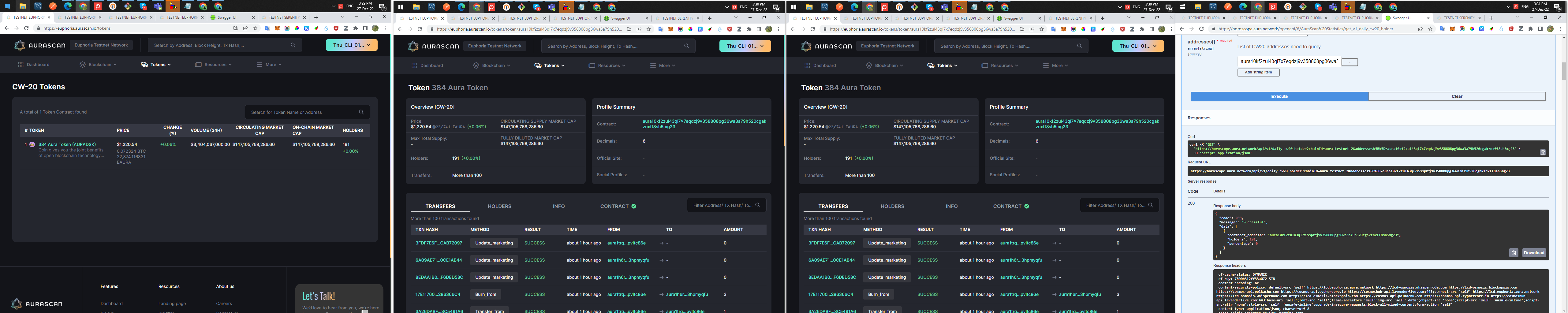 [Aurascan][CW-20Tokens] Not update Holders number and percent number of ...