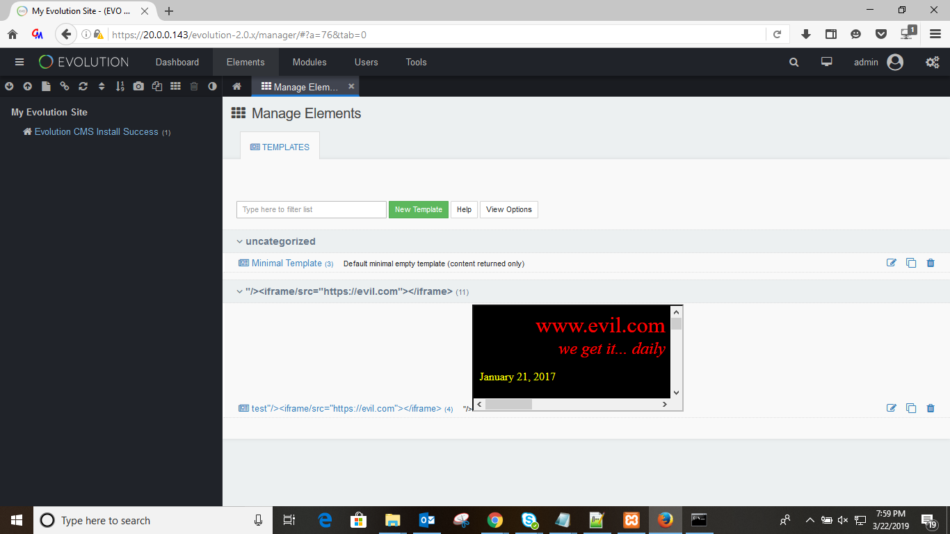 I-Frame Injection Vulnerability in Evolution CMS 2.0.x · Issue #1042 ...