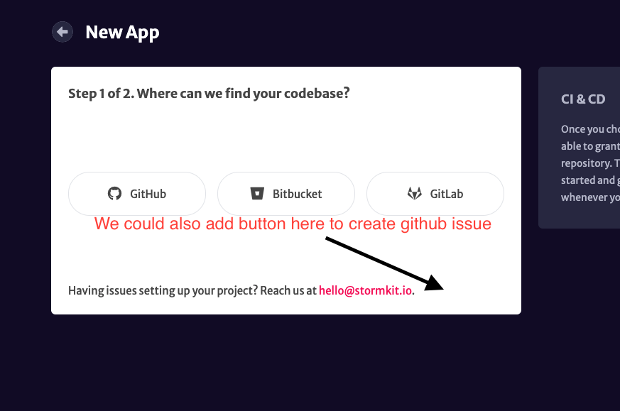[UX] Add link to opening github issue when there is a problem in new ...