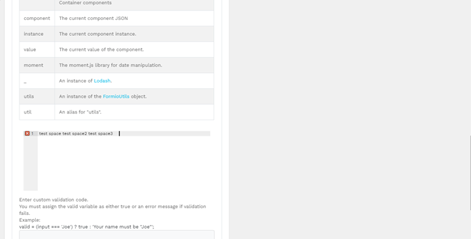 Unable to edit content properly in Custom Validation, Custom Values ...