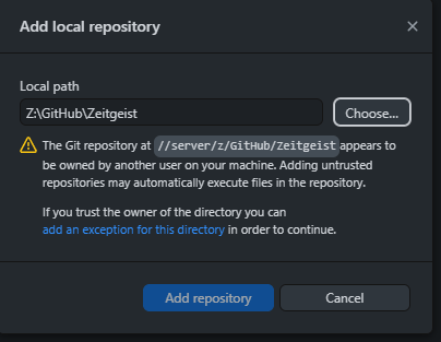 Cannot add any existing repository · Issue #14396 · desktop/desktop ...