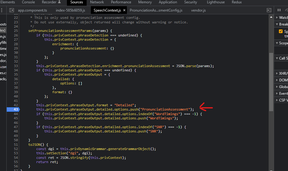 Cannot read property 'options' of undefined within Pronunciation