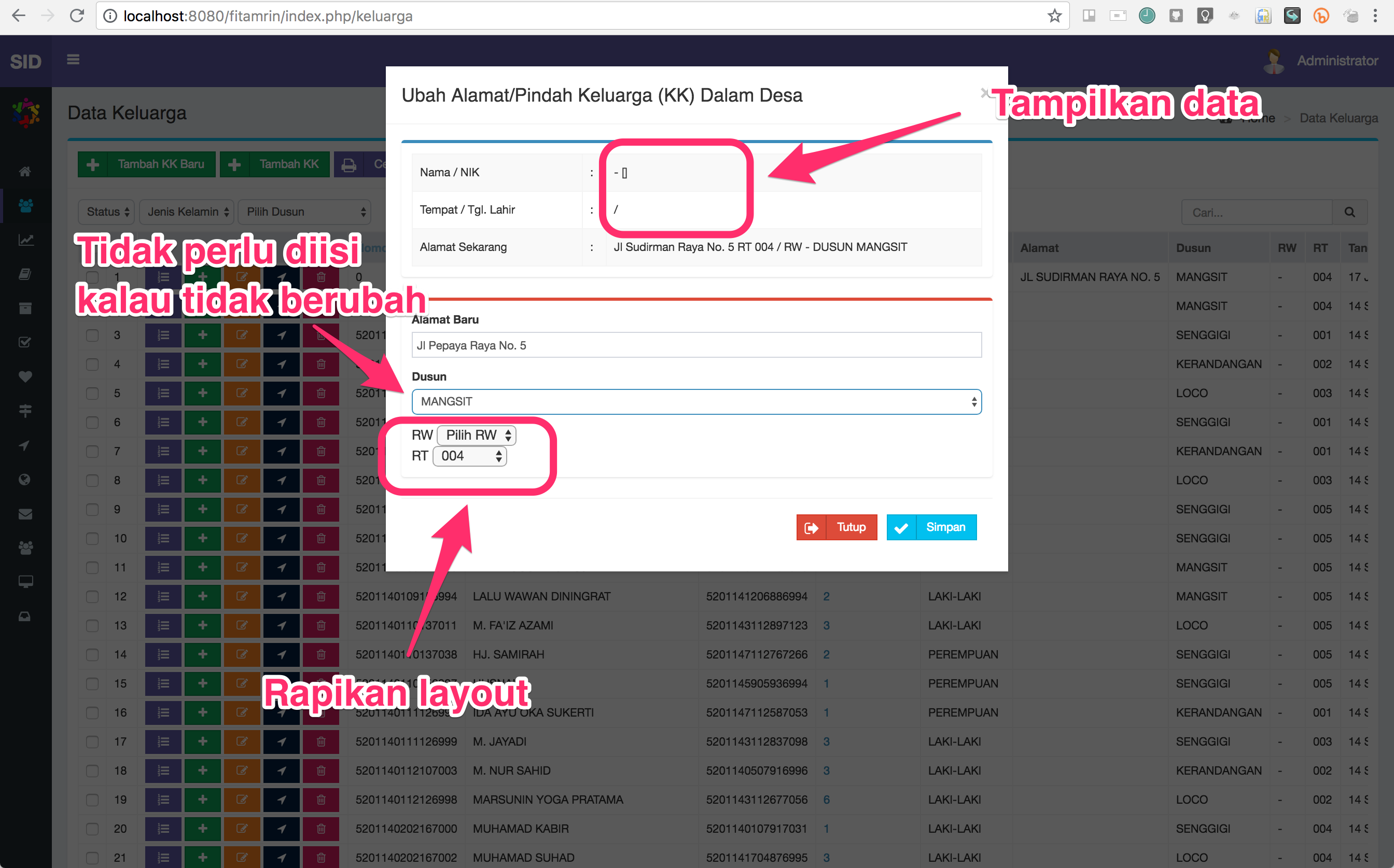 [tampilan-admin] Perbaikan form pindah alamat KK · Issue #1345 ...