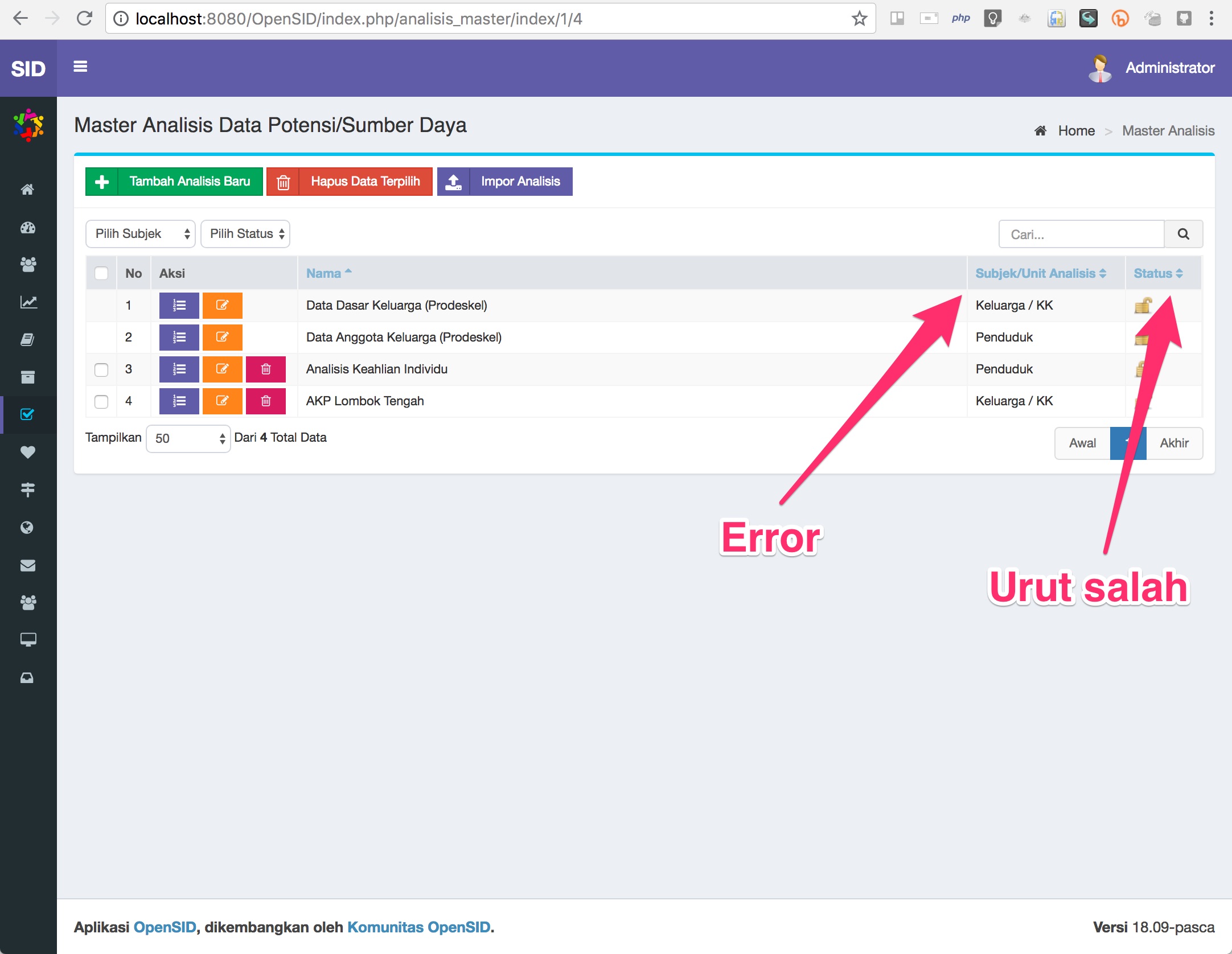 [Bug] Sortir kolom di halaman Analisis Master bermasalah · Issue #1658 ...