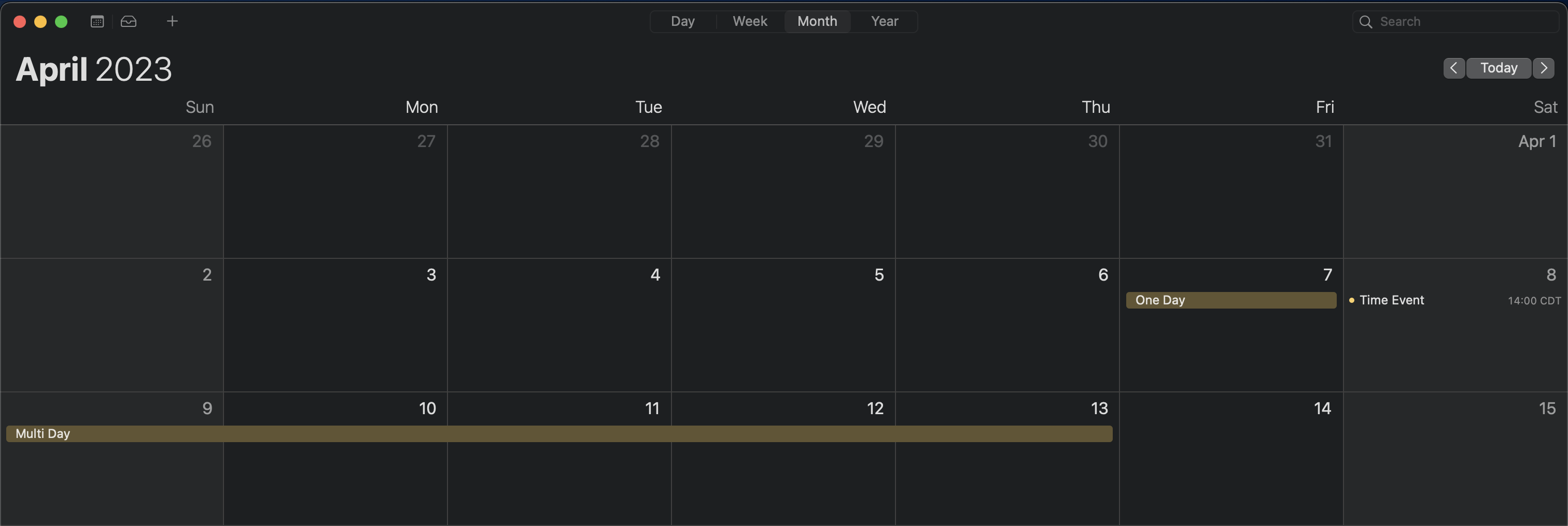 Calendar Example