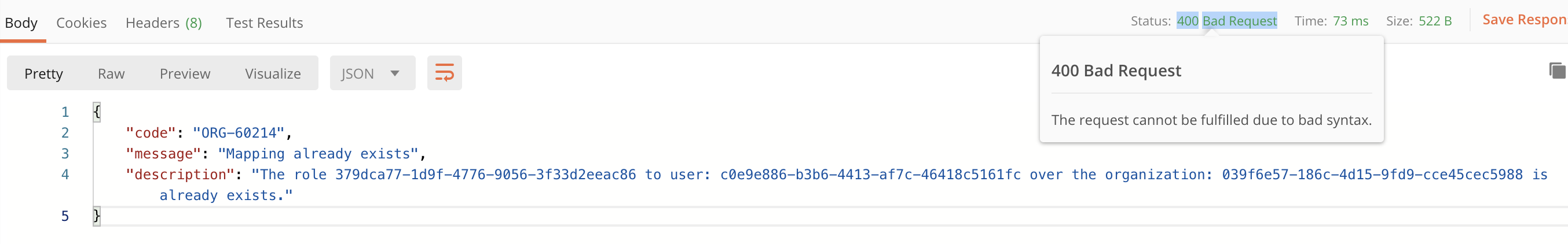Invalid Http Status Code For Conflicting Org role user Mapping Issue invalid-http-status-code-for-conflicting-org-role-user-mapping-issue