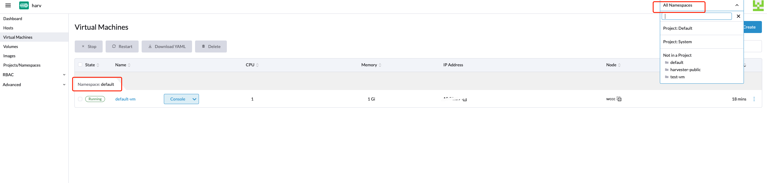 [BUG] When first entering the harvester cluster from Virtualization