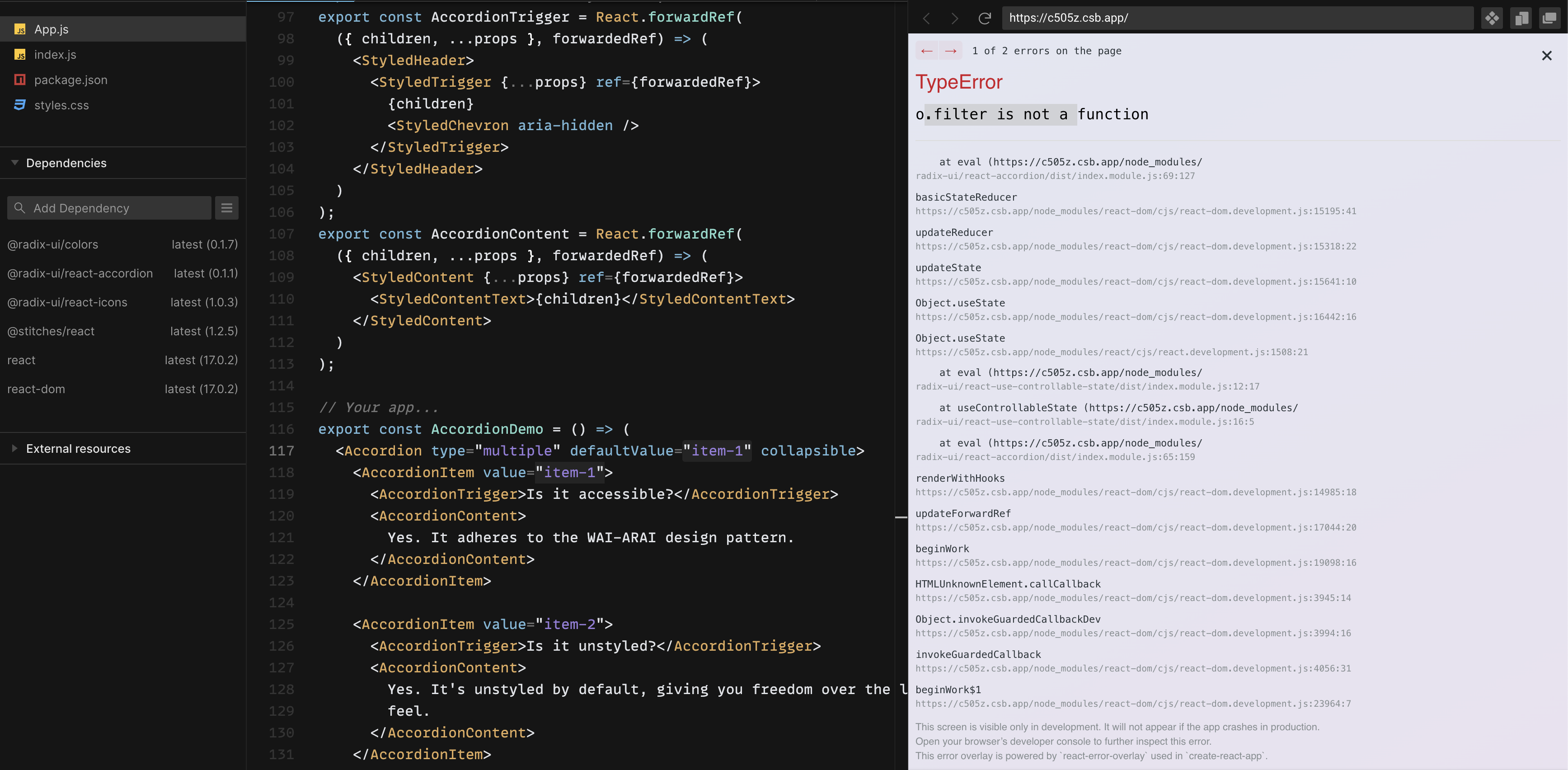 [Accordion] TypeError when defaultValue isn't an array · Issue 958 · radixui/primitives · GitHub