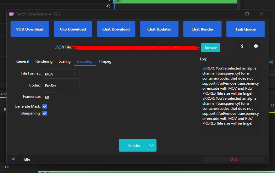 Error rendering chat mask · Issue #632 · lay295/TwitchDownloader · GitHub