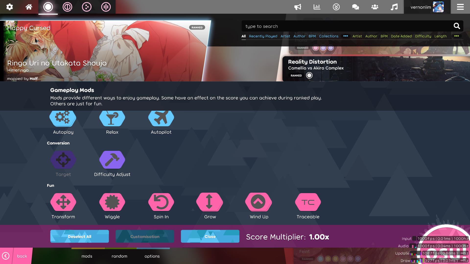 Mod Menu Transparent Transparency in Mod Menu · Issue #8365 · ppy/osu · GitHub