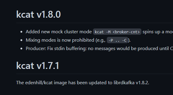 How do you define releases? · Issue #393 · edenhill/kcat · GitHub