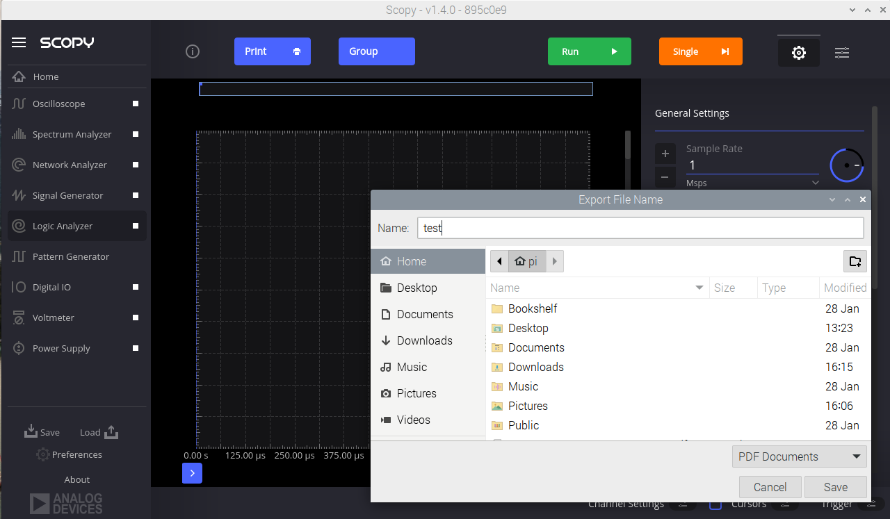 Print in Pattern Generator and Logic Analyzer crashes Scopy · Issue ...