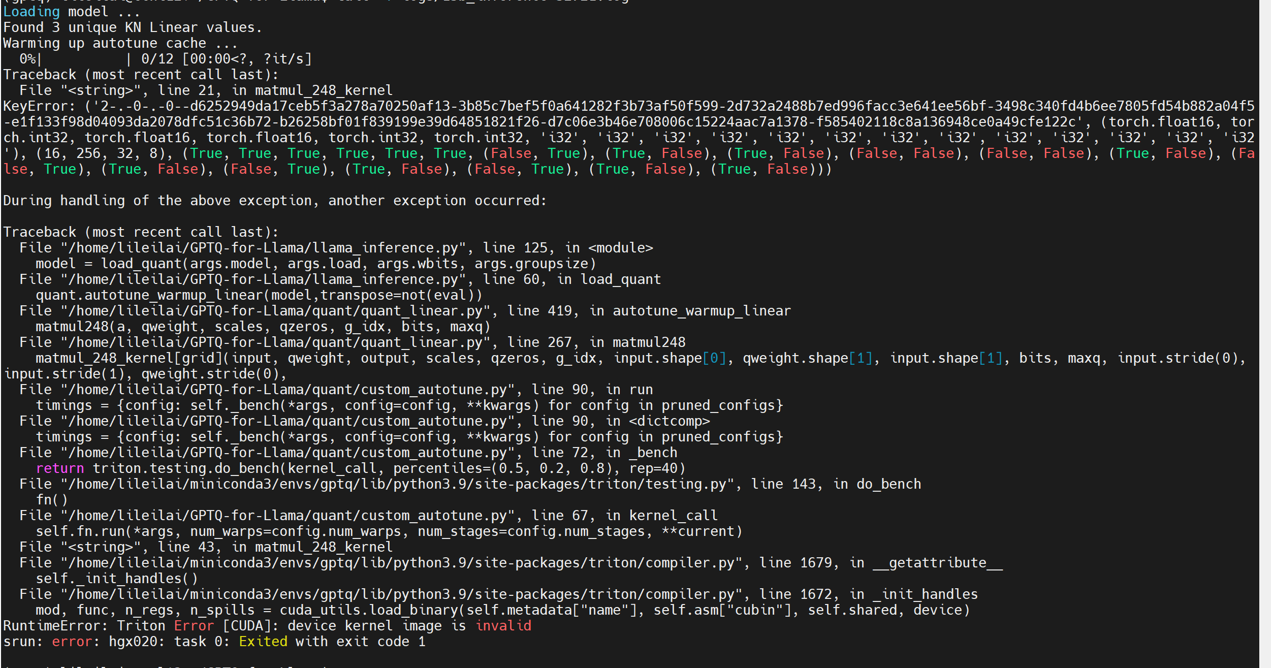 Error on A100，device kernel image is invalid · Issue 219 · qwopqwop200
