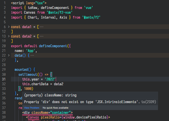 请问能否支持 TSX？目前在 TypeScript 项目中无法正常使用 · Issue #1551 · antvis/F2 · GitHub