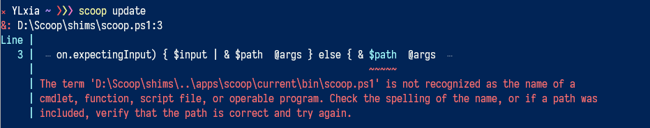 The term 'D:\Scoop\shims\..\apps\scoop\current\bin\scoop.ps1' is not ...