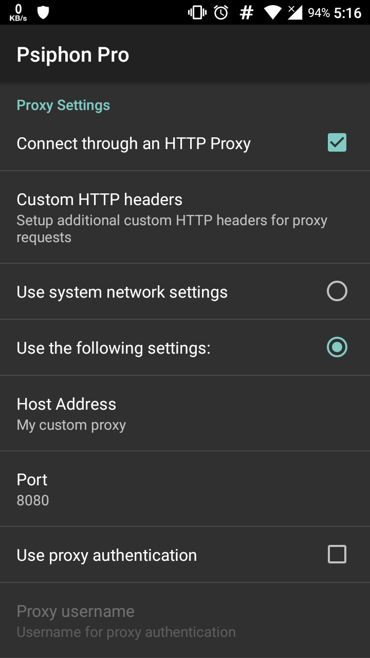 screenshots for free psiphon vpn settings