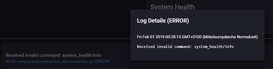 Log Error about new feature Health Check in Beta 0.87.0b0 · Issue ...